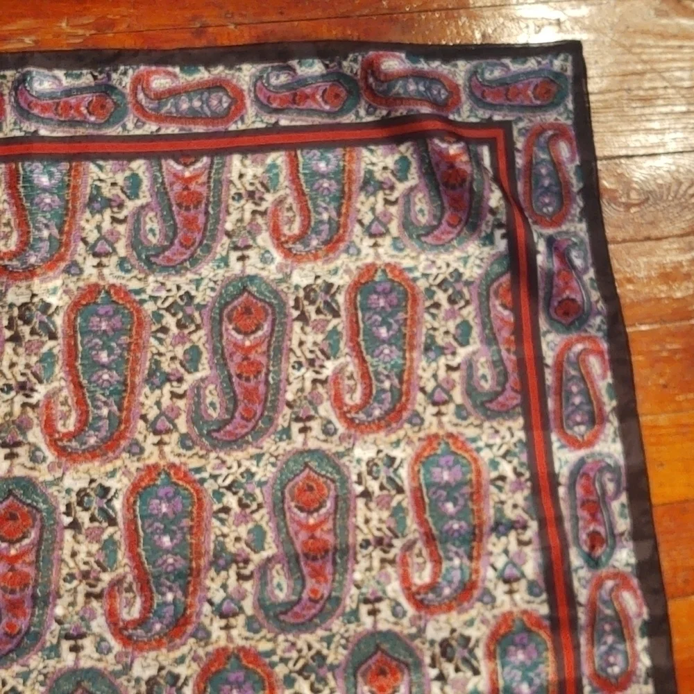 Vintage Purple, Green, and Red Paisley Floral Scarf